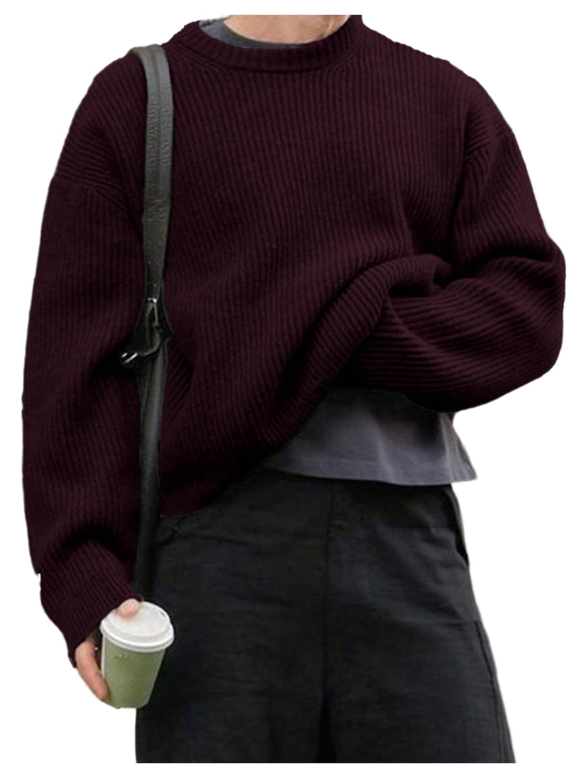 SOLY HUX Men's Long Sleeve Crew Neck Knitted Pullover Sweaters