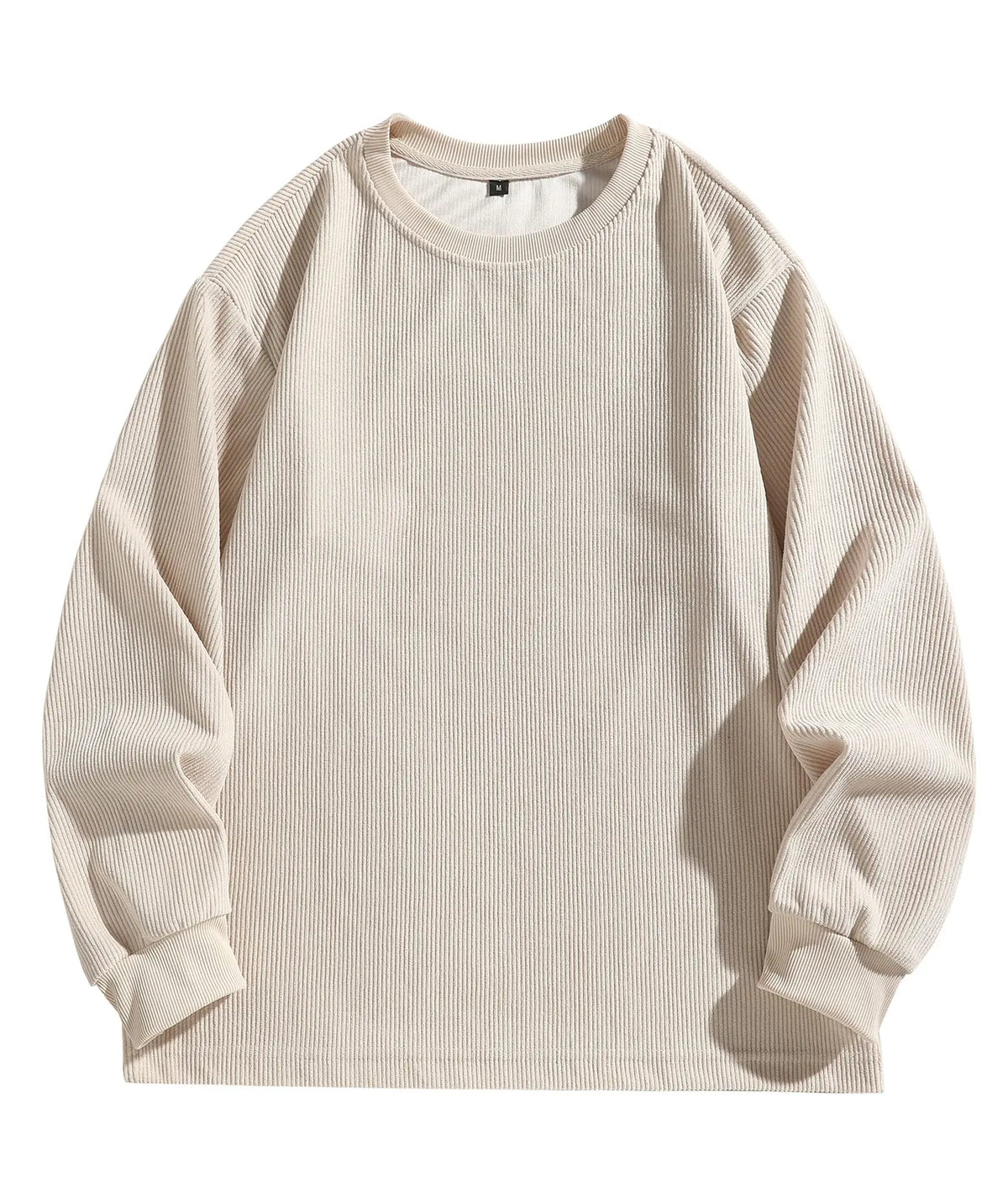 3-pack men’s sweatshirts: crewneck pullover, corduroy crewneck top, casual minimalist loose long-sleeve apparel; solid basic fit with vertical textured design; made from skin-friendly, breathable fabric—ideal for everyday commuting outfits.