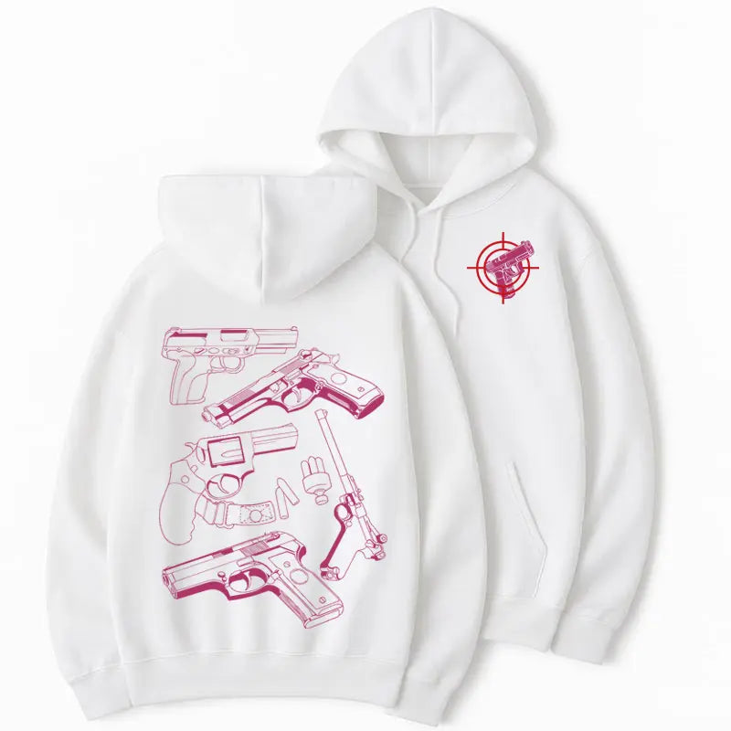 Relaxed Fit Gothic Hoodie with "In Glock We Trust" Witch Graphic, Unisex Fleece Pullover for Couples, Casual Halloween Streetwear, Cotton, M, Party, Tops, Sweatshirts, Menswear, Long Sleeve, New Year, Aesthetics, Thanksgiving