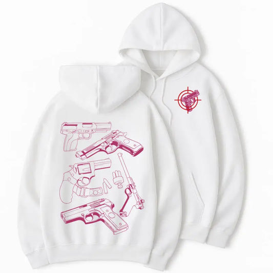 Relaxed Fit Gothic Hoodie with "In Glock We Trust" Witch Graphic, Unisex Fleece Pullover for Couples, Casual Halloween Streetwear, Cotton, M, Party, Tops, Sweatshirts, Menswear, Long Sleeve, New Year, Aesthetics, Thanksgiving