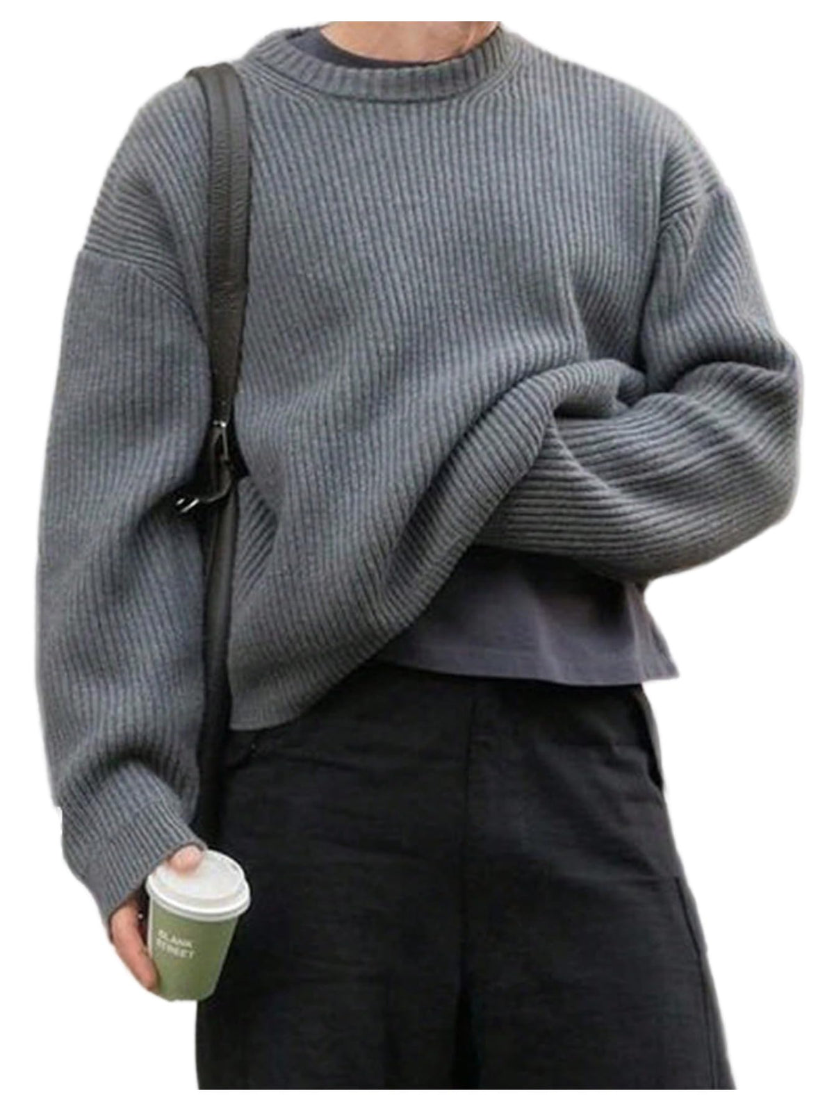 SOLY HUX Men's Long Sleeve Crew Neck Knitted Pullover Sweaters