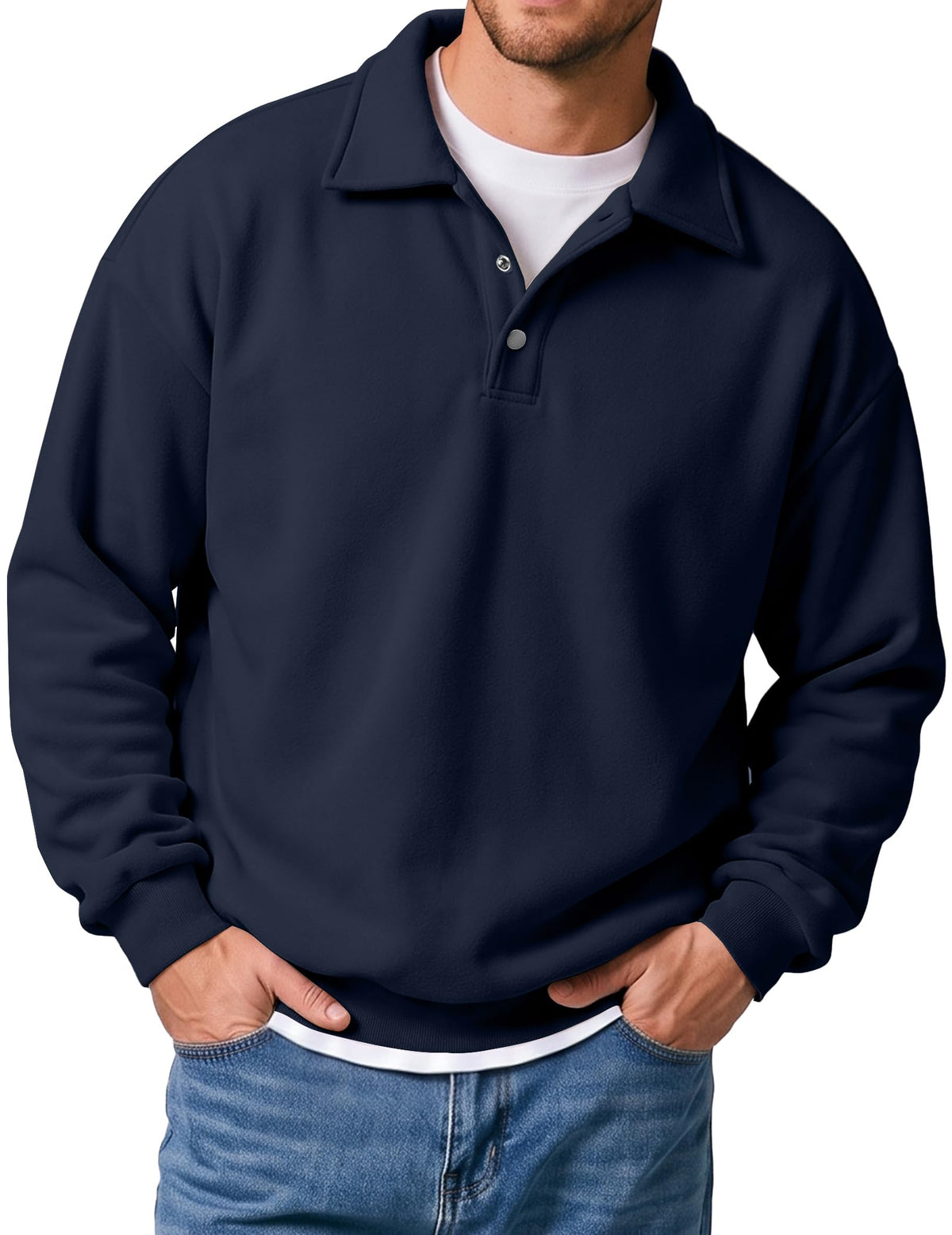 JMIERR Men's Casual Polo Sweatshirt Pullover Sweaters