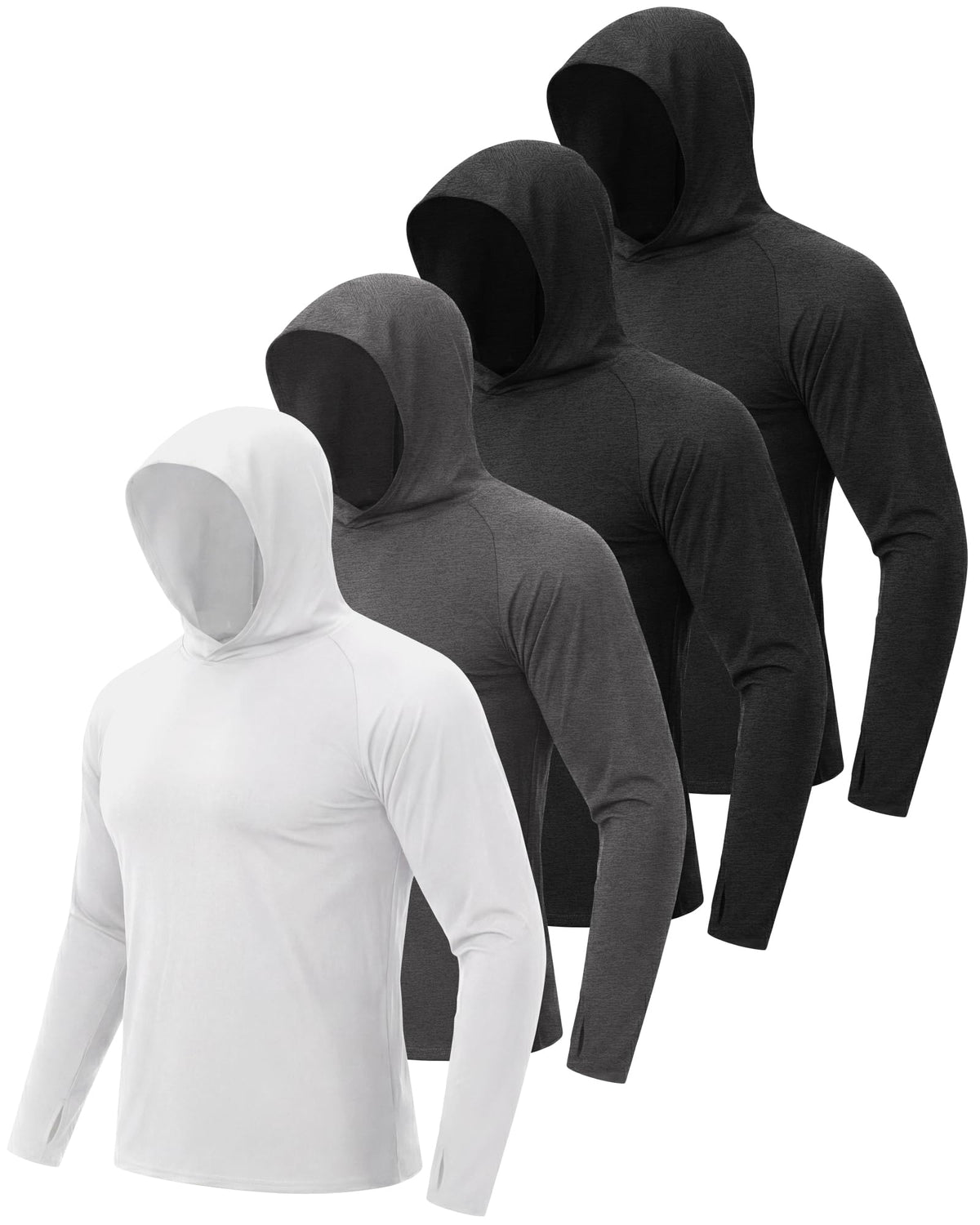 4 Pack Sun Hoodie for Men UV UPF 50+ Lightweight Fishing Shirts Rash Guard
