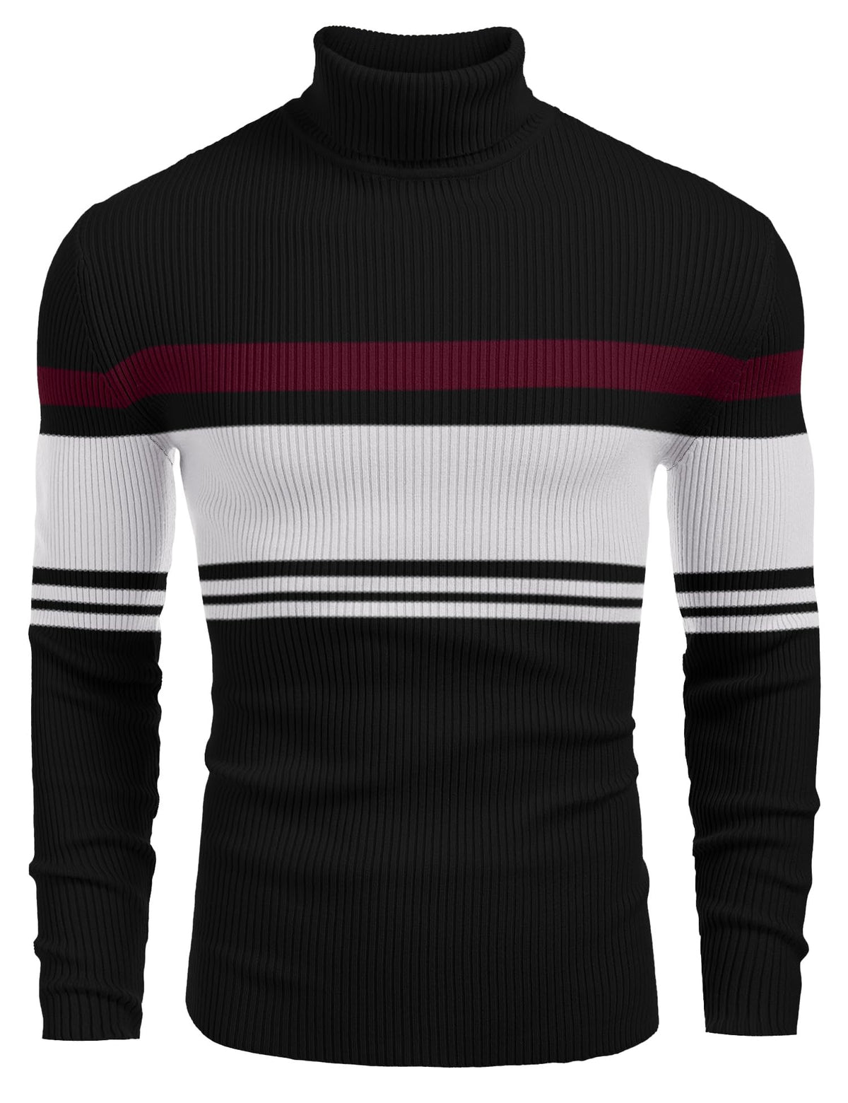 COOFANDY Mens Ribbed Slim Fit Knitted Pullover Casual Turtleneck Sweater
