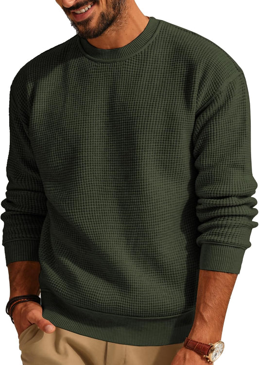 PJ PAUL JONES Mens Waffle Knit Sweater Crewneck Pullover Sweaters