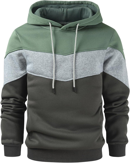 Gesean Men's Novelty Color Block Pullover Fleece Hoodie Casual Sweatshirt
