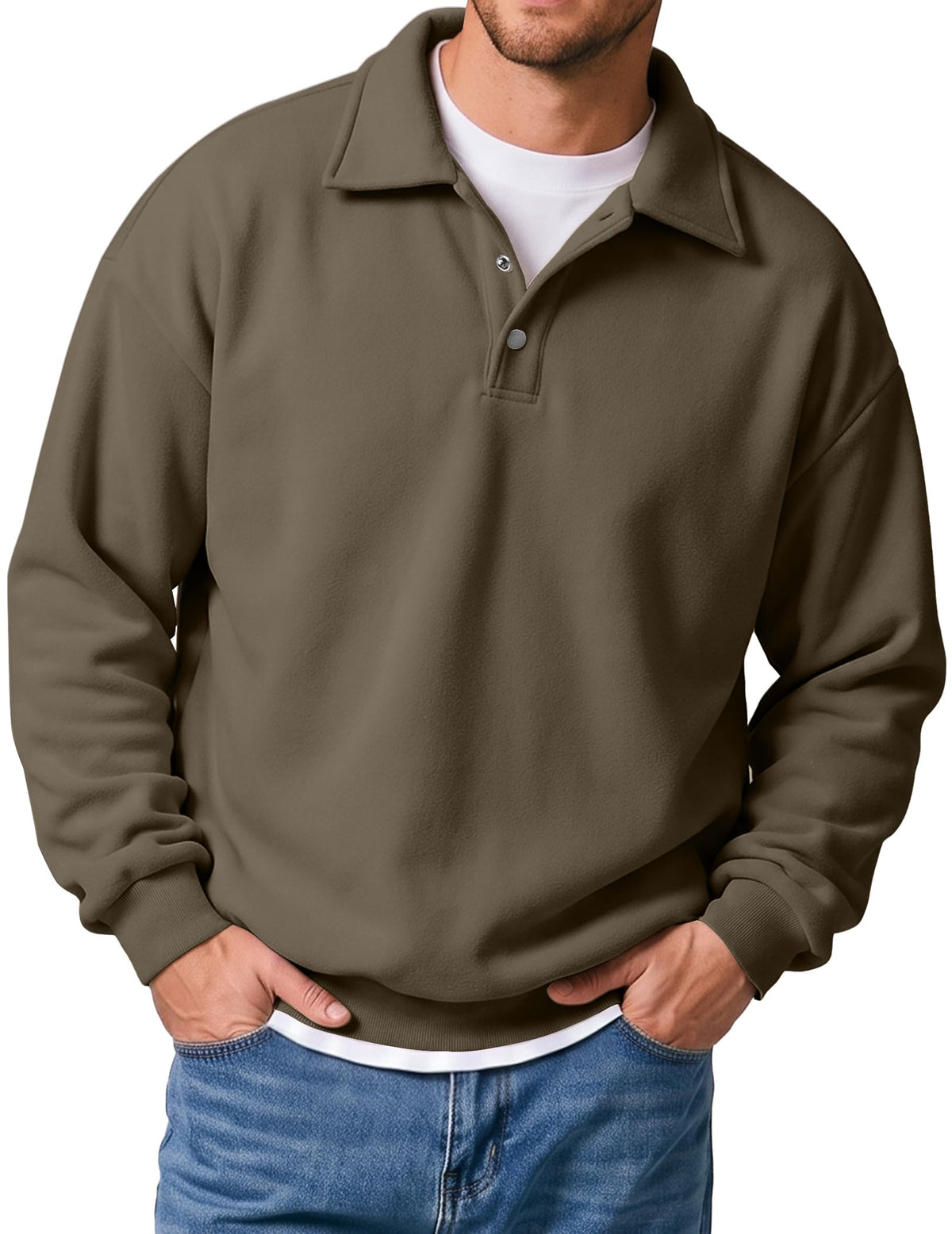 JMIERR Men's Casual Polo Sweatshirt Pullover Sweaters