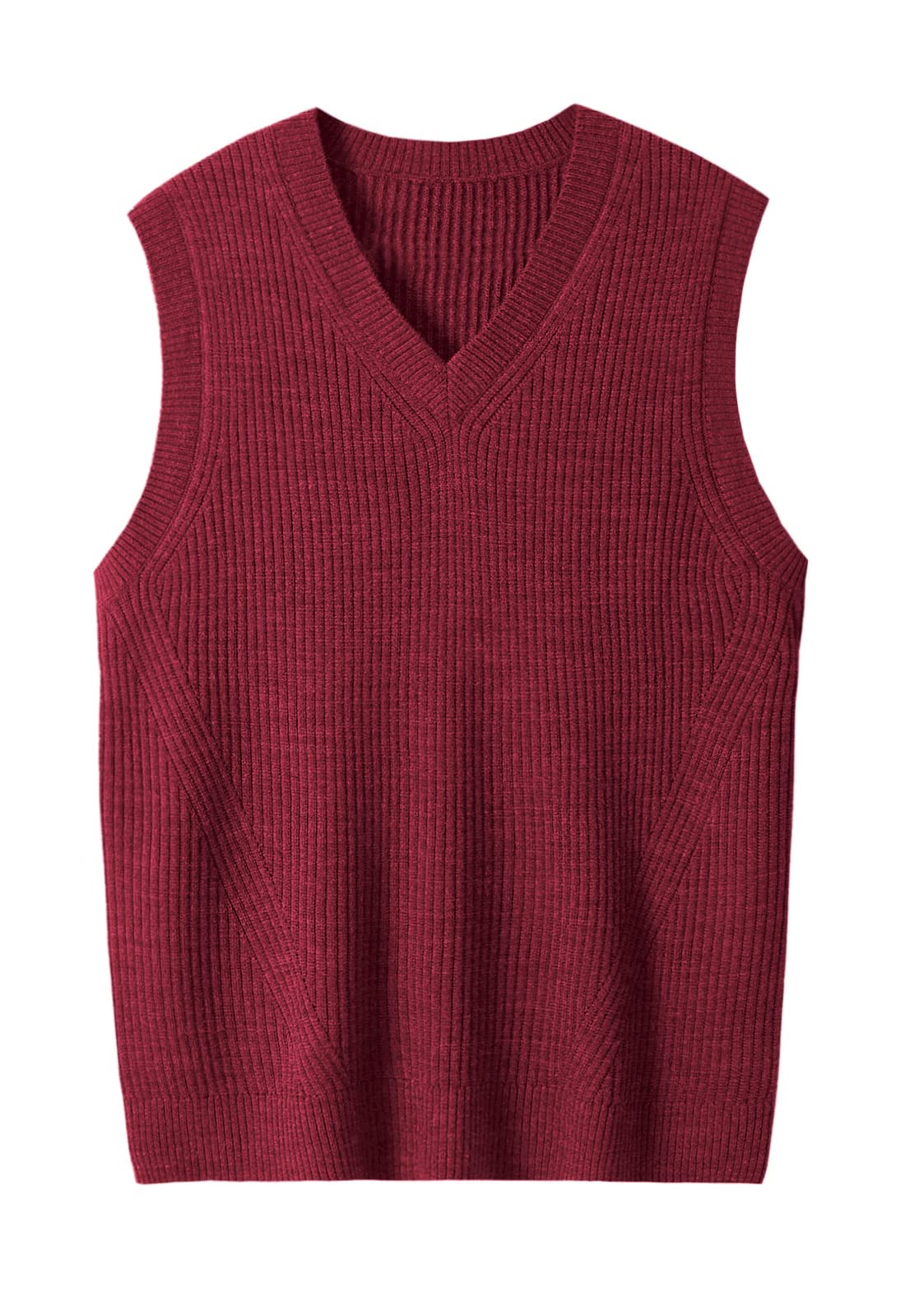 ZHILI Men's Merino Wool Blend V-Neck Sleeveless Pullover Sweater Vest
