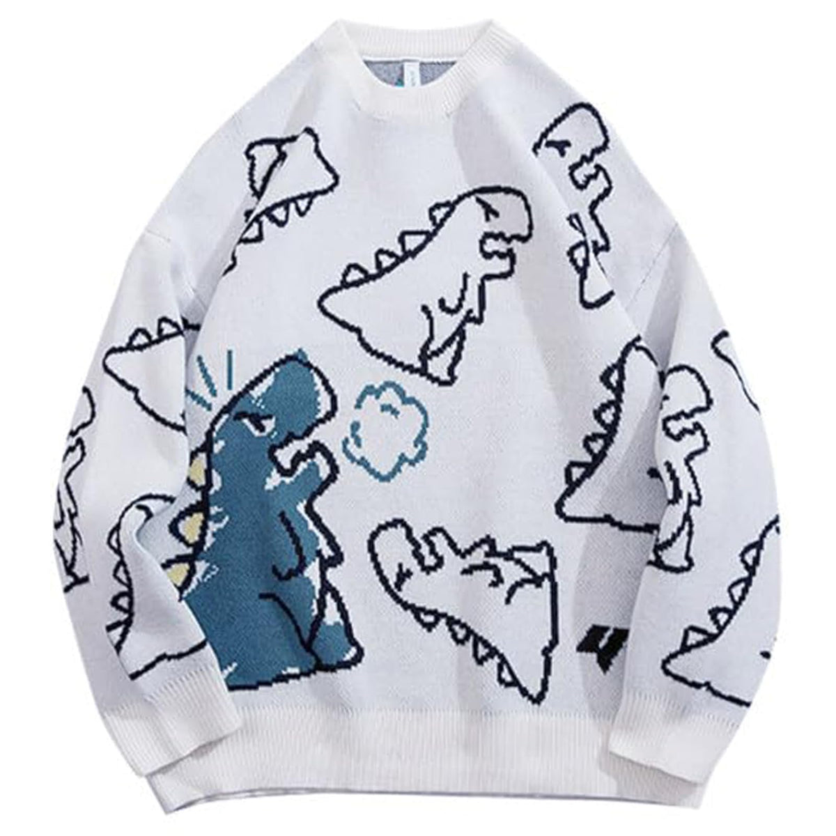 Yimoon Men Oversized Sweater Graphic Knit Jumper Unisex Crewneck Pullover
