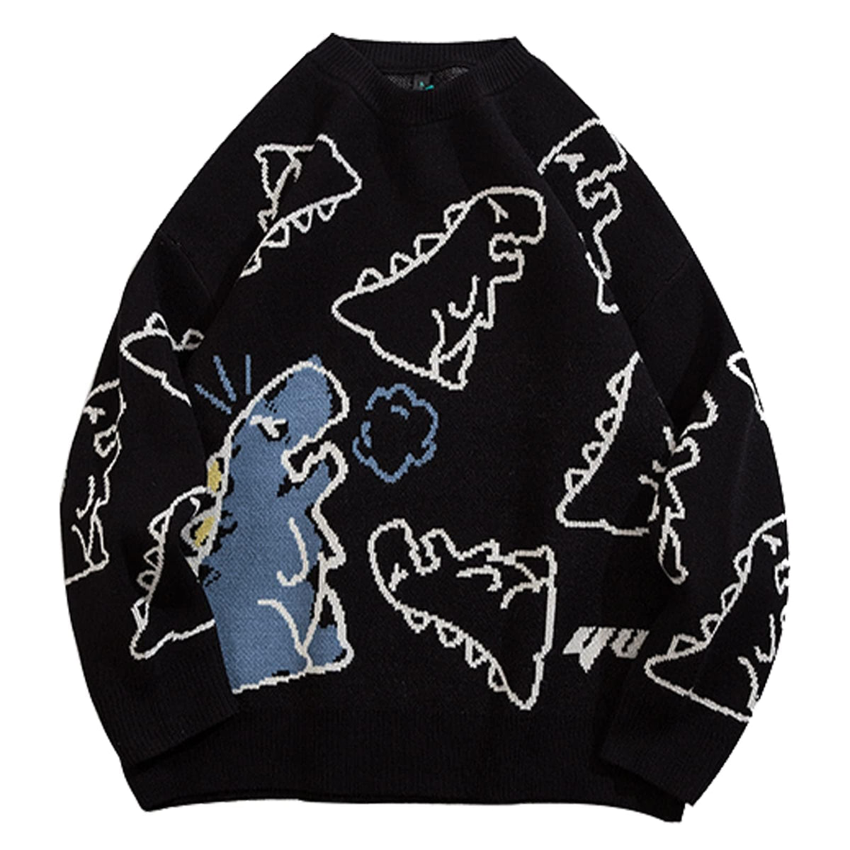 Yimoon Men Oversized Sweater Graphic Knit Jumper Unisex Crewneck Pullover