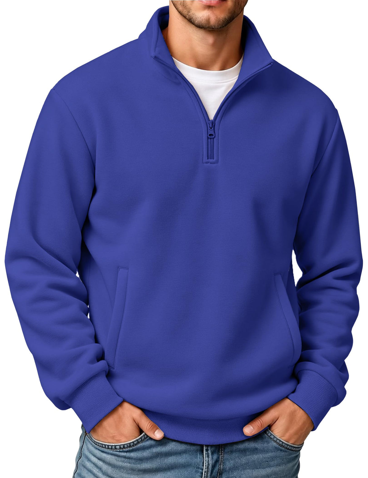 COOFANDY Mens Quarter Zip Pullover Sweatshirt Fleece Mock Neck with Pocket