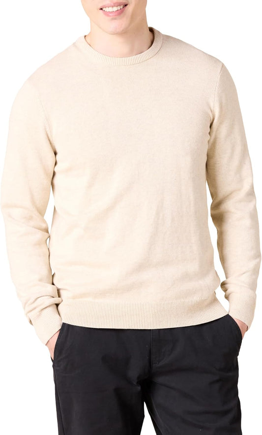 Amazon Essentials Men's Cable Knit Long-Sleeve Crewneck Sweater, 100% Cotton, Big & Tall Options Available