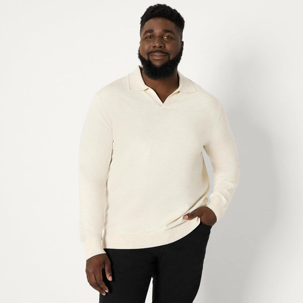 Amazon Essentials Men's Long Sleeve Regular-Fit Knit Polo Sweater