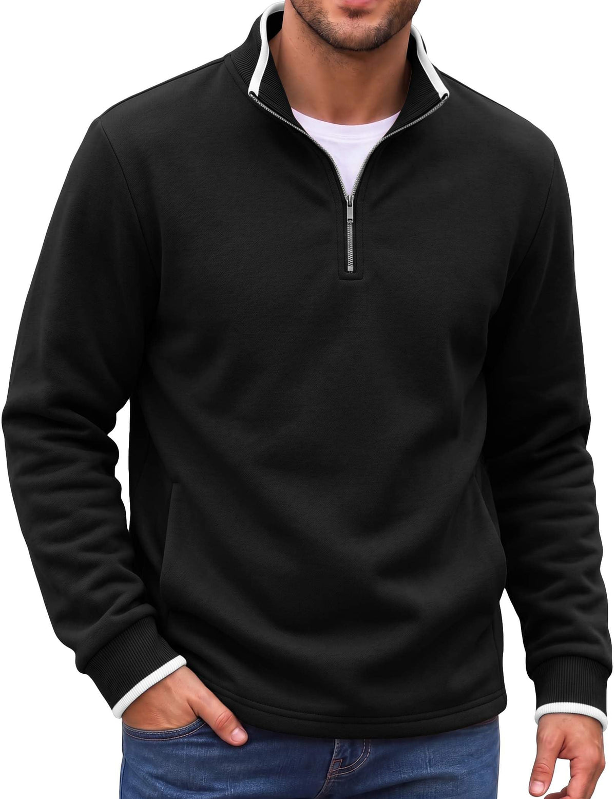 COOFANDY Mens Quarter Zip Pullover Fleece Mock Neck Casual Sweatshirt 2026