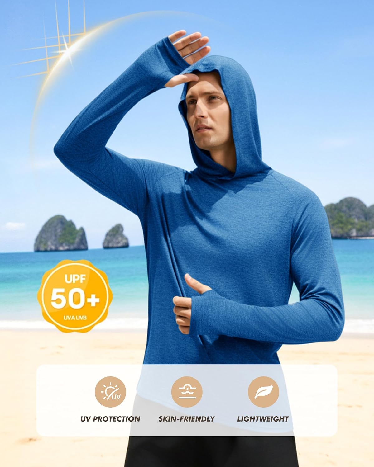4 Pack Sun Hoodie for Men UV UPF 50+ Lightweight Fishing Shirts Rash Guard