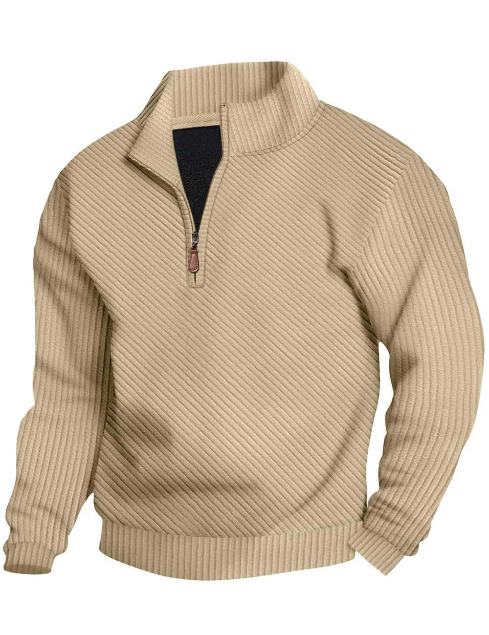 Mens Sweaters Pullover Sweater Casual Athletic Long Sleeve Quarter Zipper Stand Collar Sweatshirt