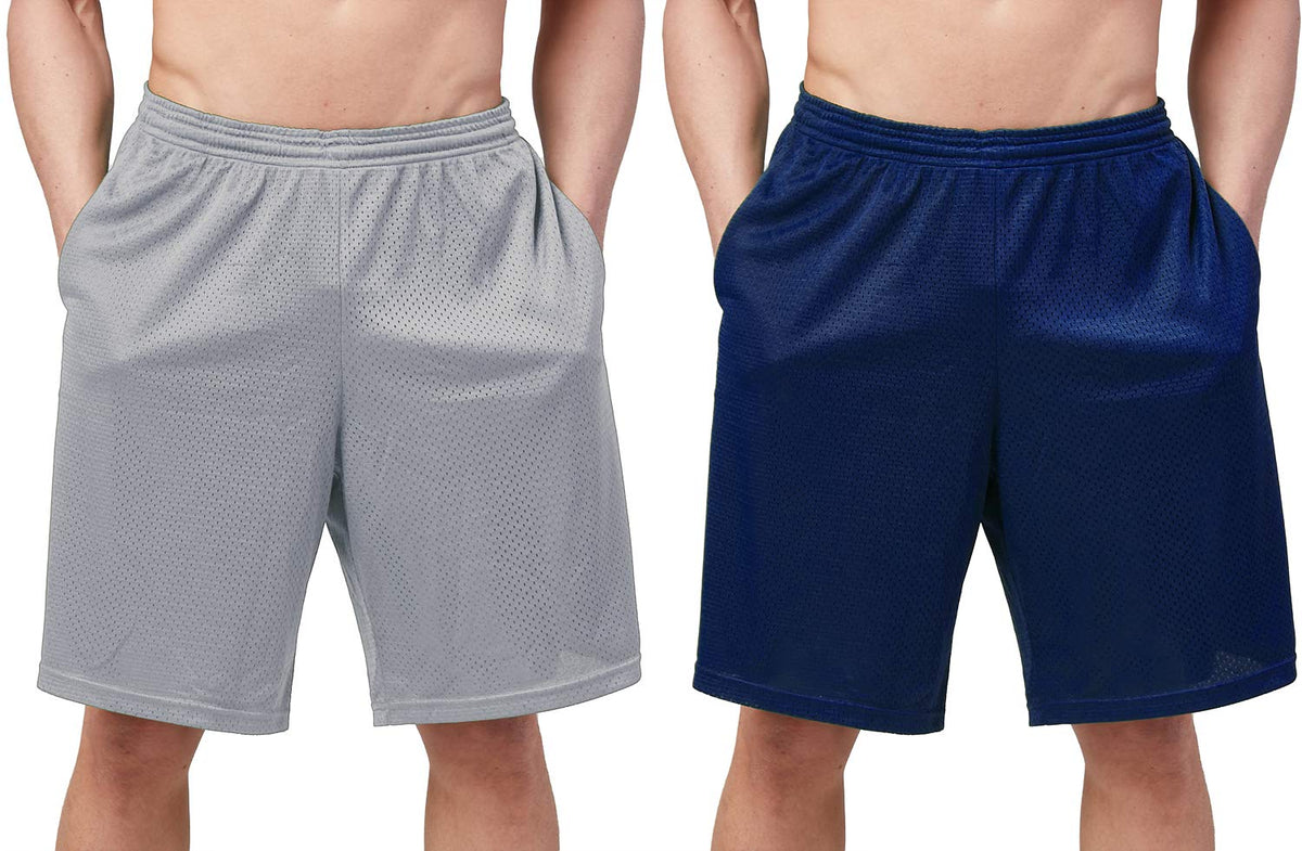 DEVOPS Men's 2-Pack Athletic UPF 50+ Long Sleeves Shirts OR 10" Mesh Shorts