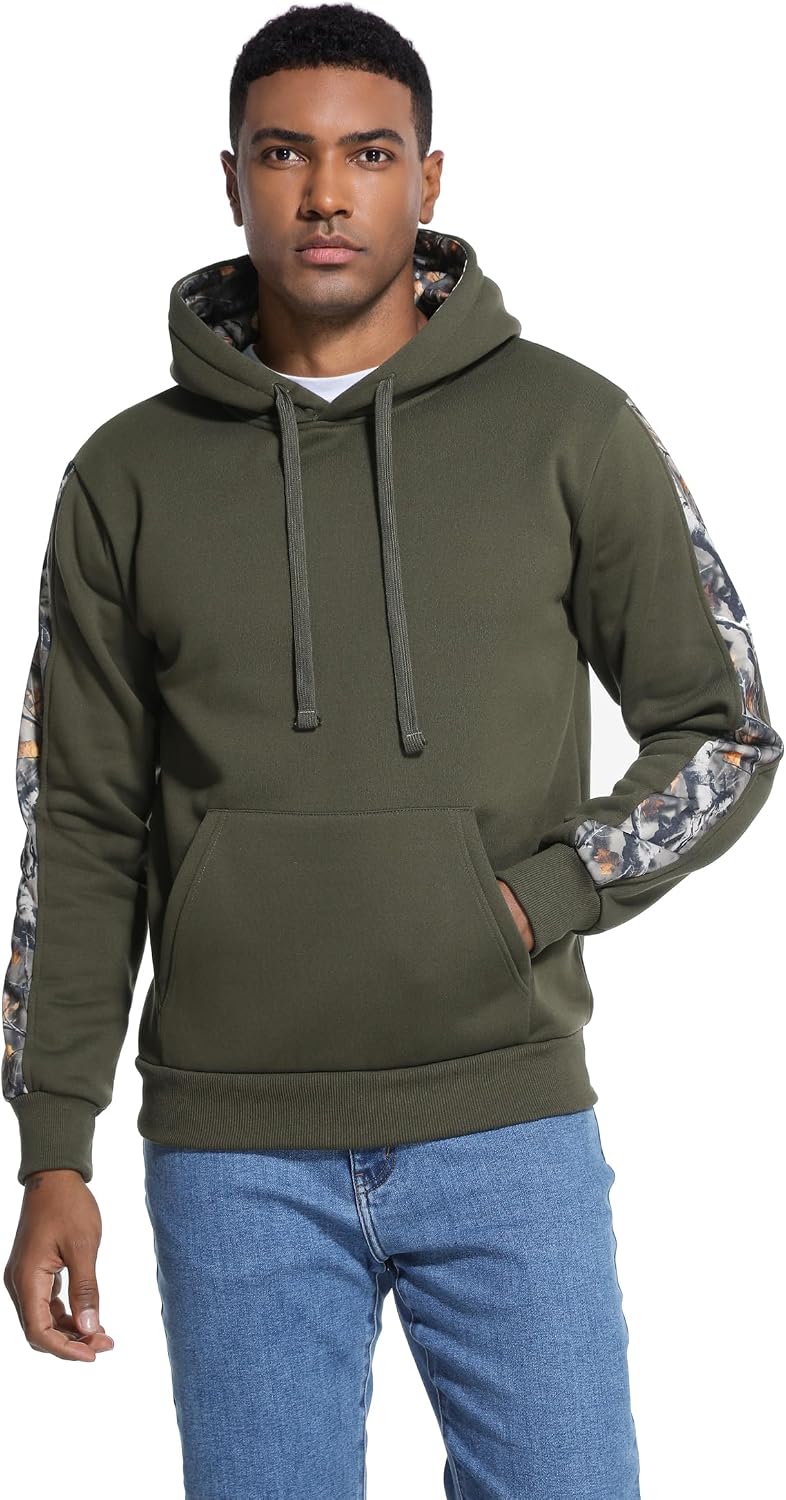 Leidowei Men's Camo Outfitter Fleece Hoodie Pullover Long Sleeve Casual Sweatshirt with Pocket