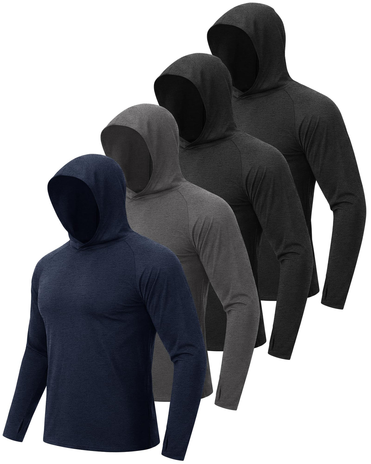 4 Pack Sun Hoodie for Men UV UPF 50+ Lightweight Fishing Shirts Rash Guard