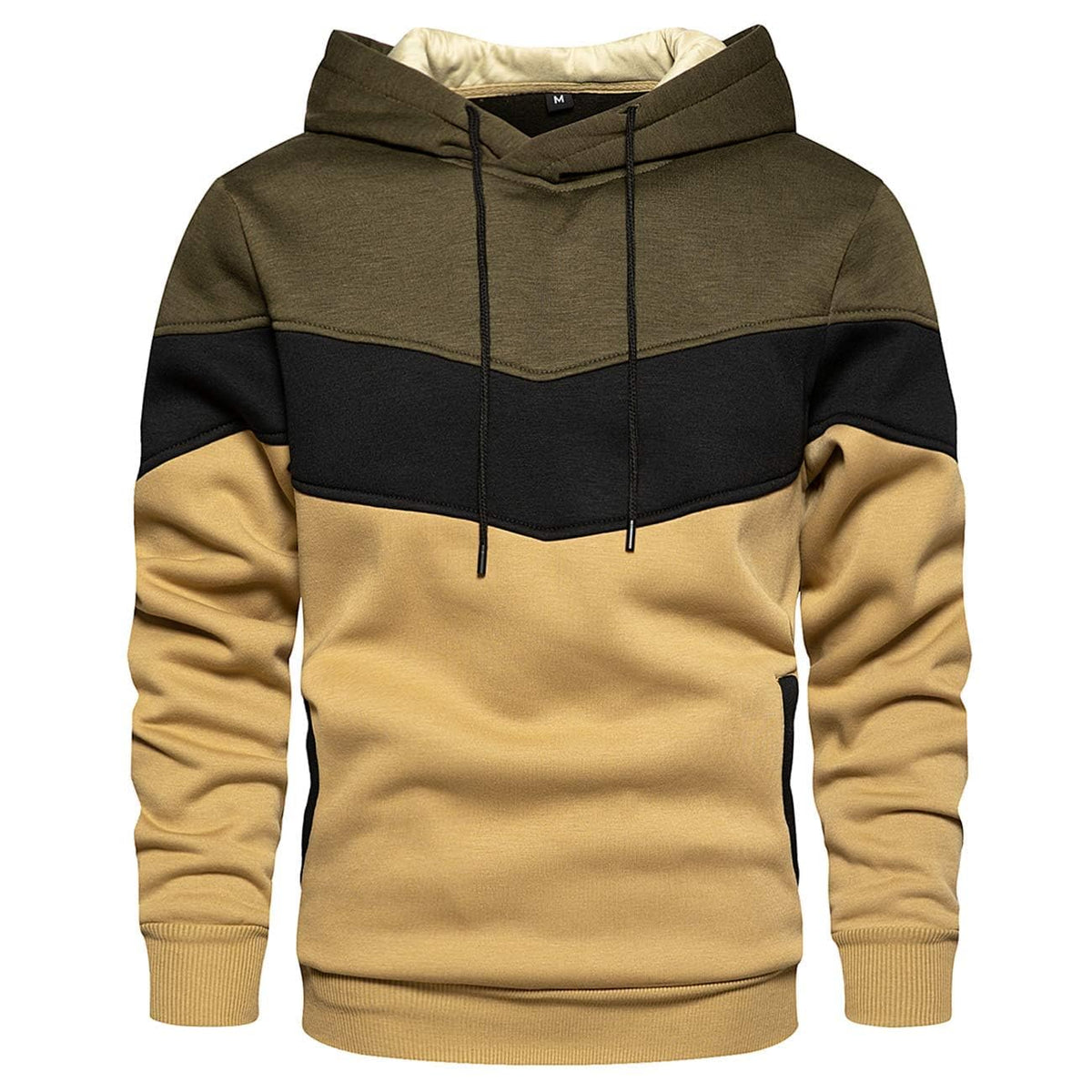 Gesean Men's Novelty Color Block Pullover Fleece Hoodie Casual Sweatshirt