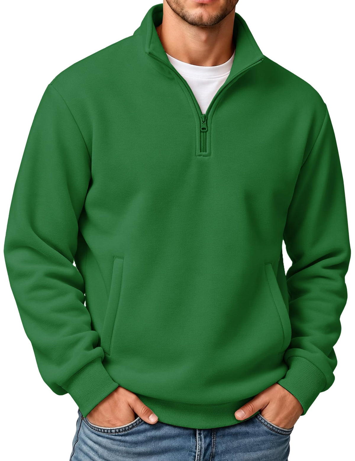 COOFANDY Mens Quarter Zip Pullover Sweatshirt Fleece Mock Neck with Pocket