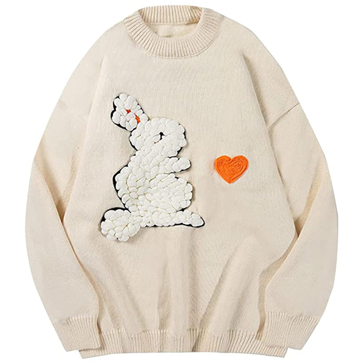 Yimoon Men Oversized Sweater Graphic Knit Jumper Unisex Crewneck Pullover