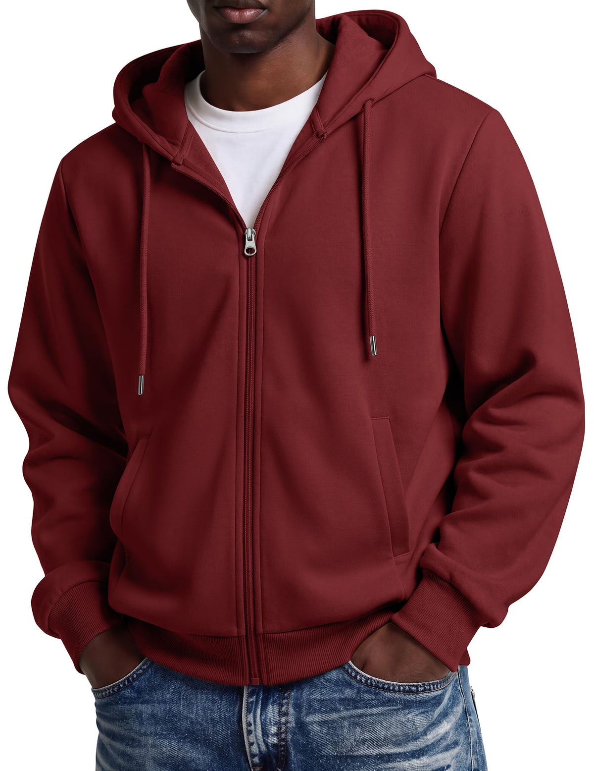 COOFANDY Men Full Zip Hoodie Fleece Zipper Sweatshirt Casual Hooded Jacket