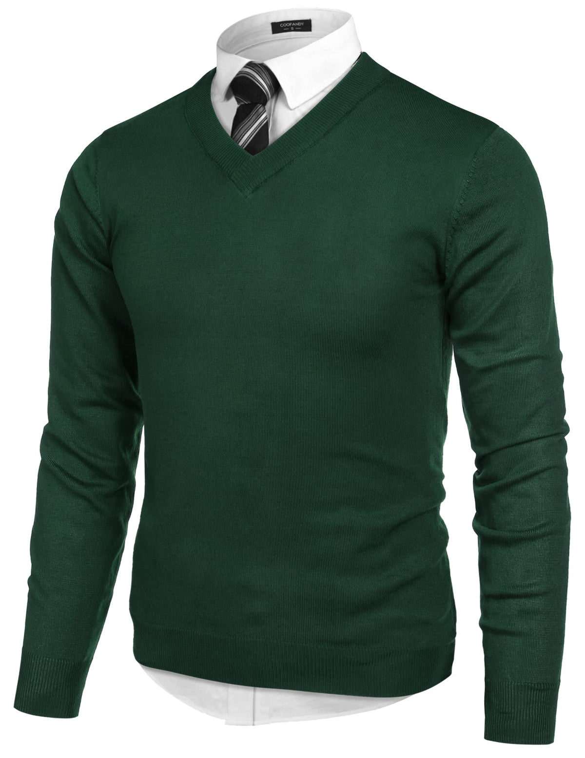 COOFANDY Mens V Neck Dress Sweater Knit Long Sleeve Pullover Sweaters