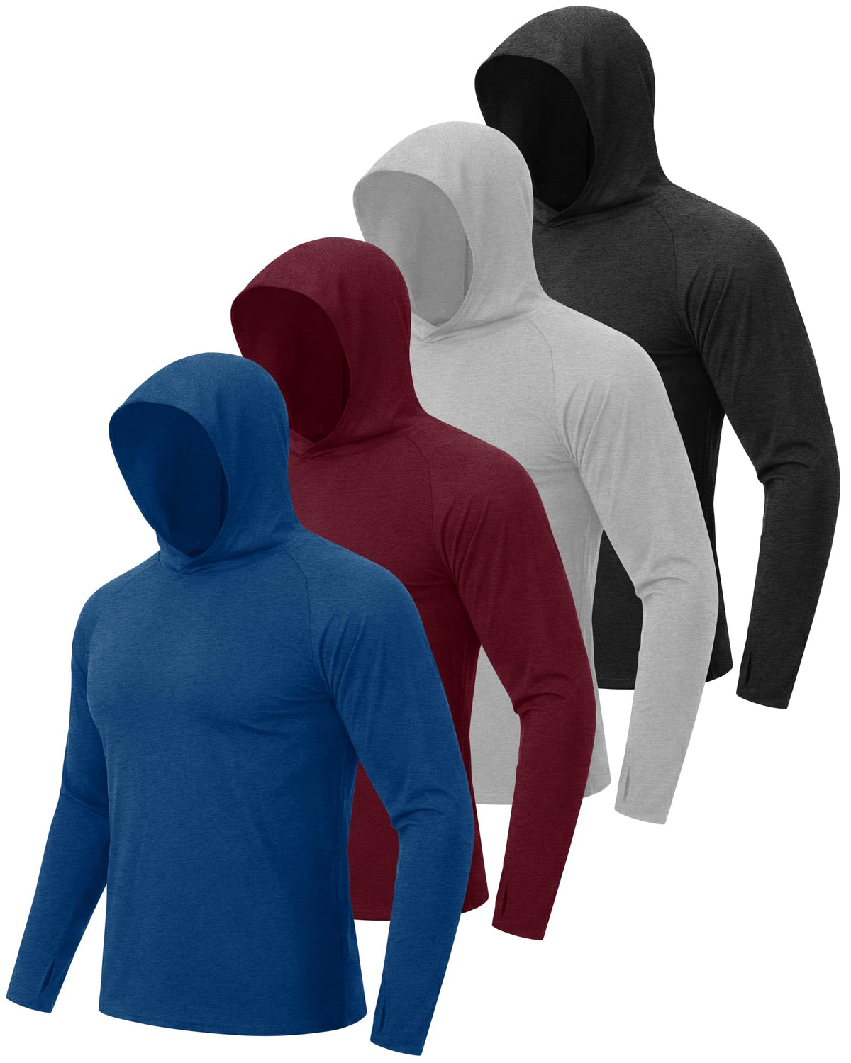 4 Pack Sun Hoodie for Men UV UPF 50+ Lightweight Fishing Shirts Rash Guard