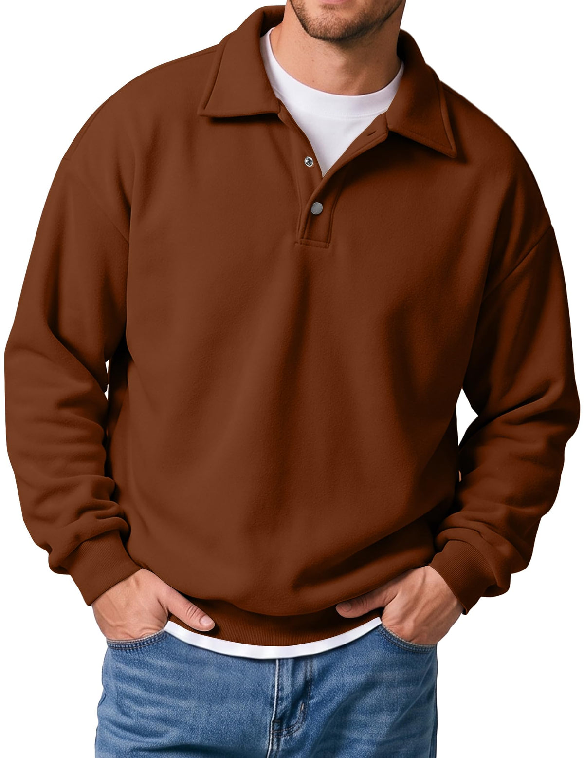 JMIERR Men's Casual Polo Sweatshirt Pullover Sweaters