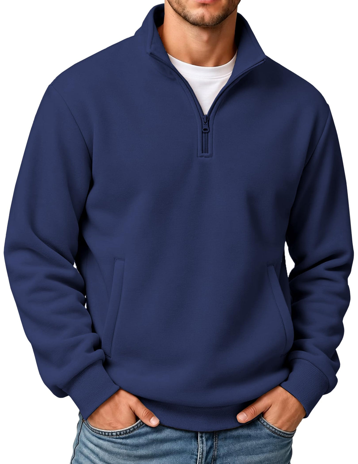 COOFANDY Mens Quarter Zip Pullover Sweatshirt Fleece Mock Neck with Pocket
