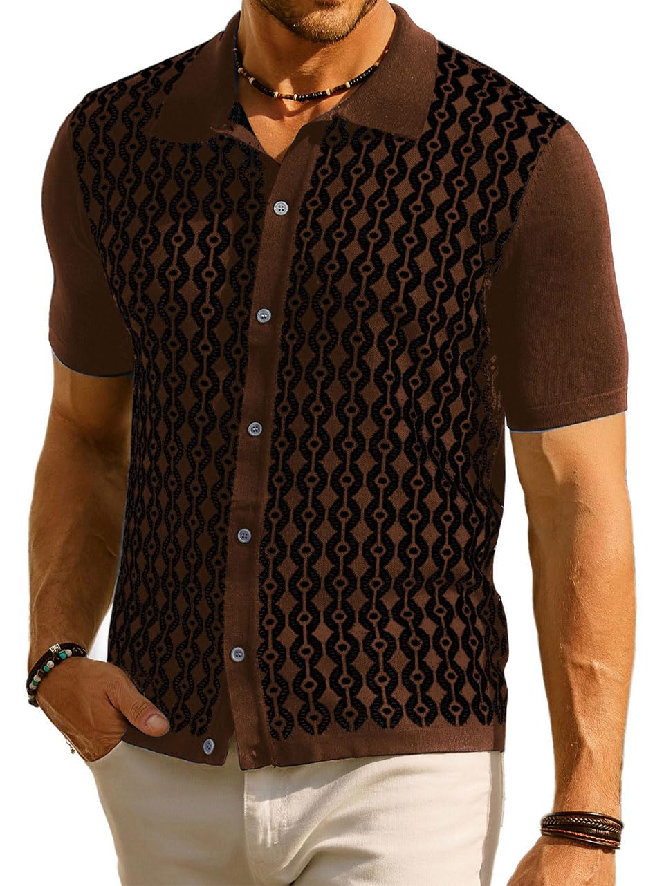 PJ PAUL JONES Men's Contrast 70s Vintage Polo Shirts Short Sleeve Knitwear