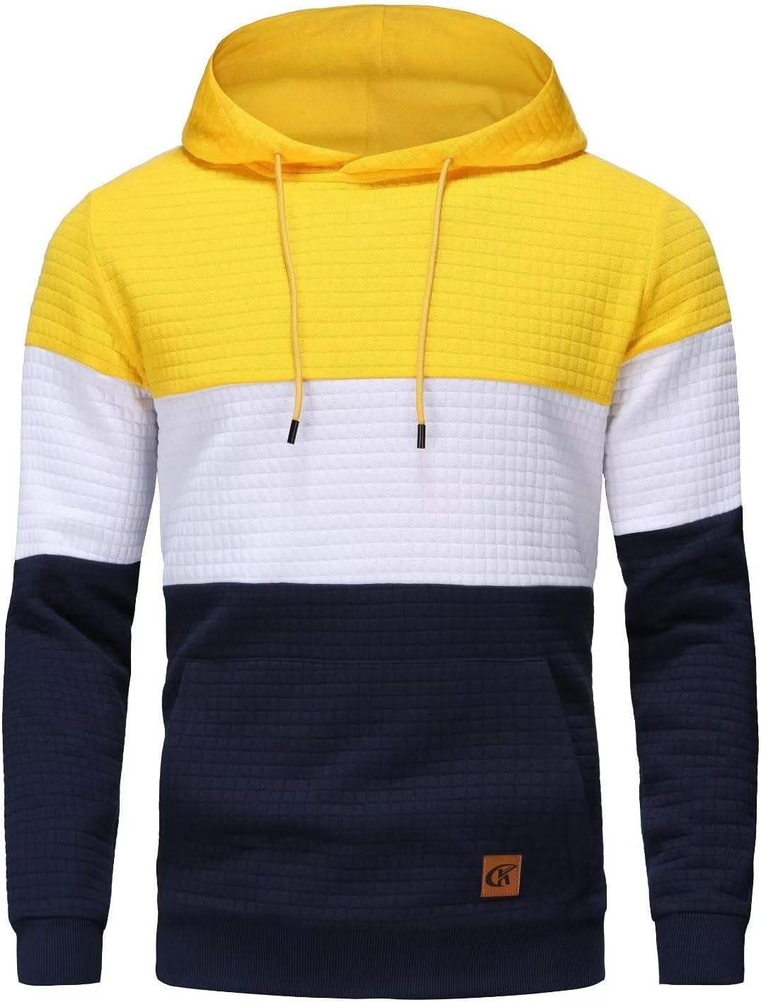 Yundobop Men's Pullover Hoodies Plaid Jacquard with Kangaroo Pocket