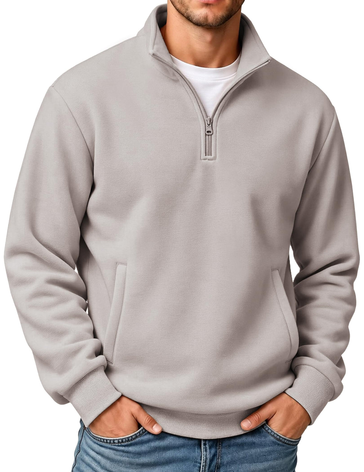 COOFANDY Mens Quarter Zip Pullover Sweatshirt Fleece Mock Neck with Pocket