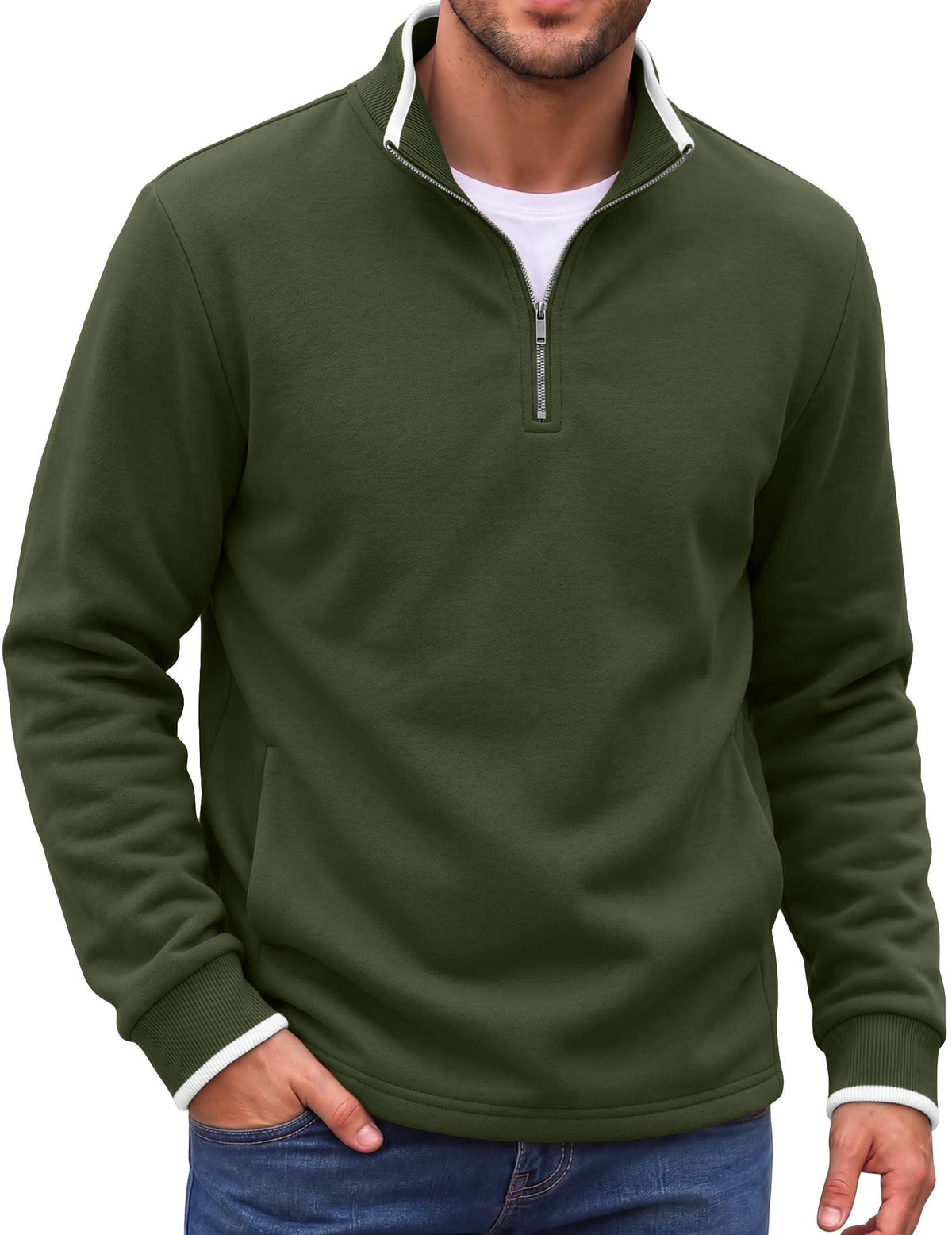 COOFANDY Mens Quarter Zip Pullover Fleece Mock Neck Casual Sweatshirt 2026