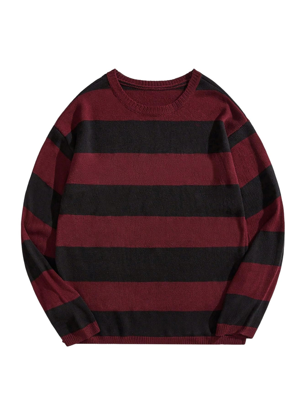 Floerns Men Striped Pullover Sweater Colorblock Crew Neck Knit Casual Tops