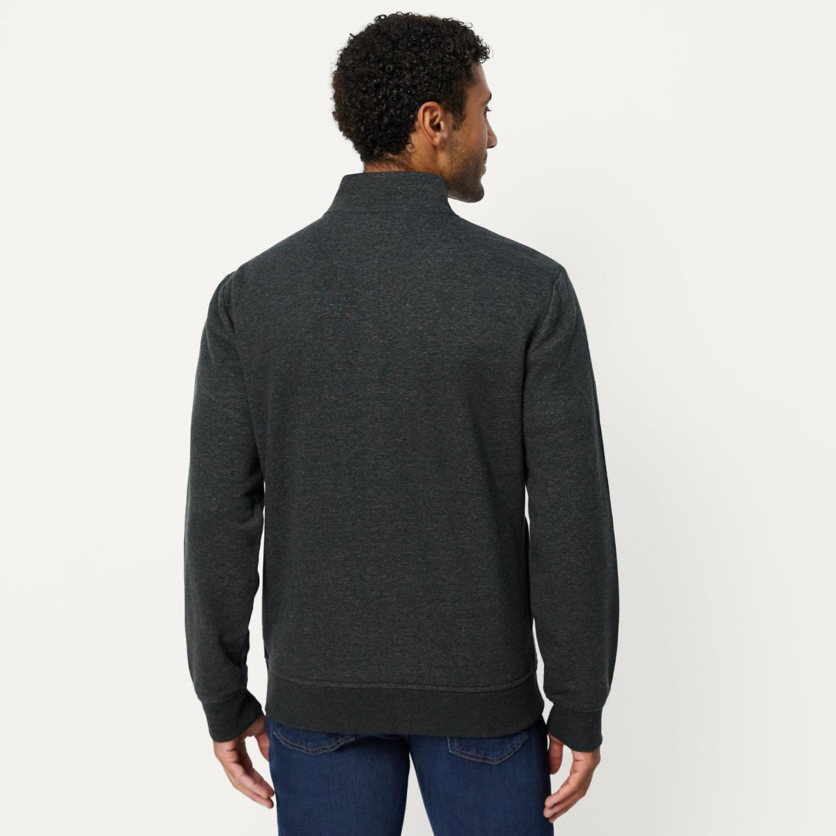 Amazon Essentials Men's Full Zip Mock Neck French Terry Sweatshirt, Lightweight