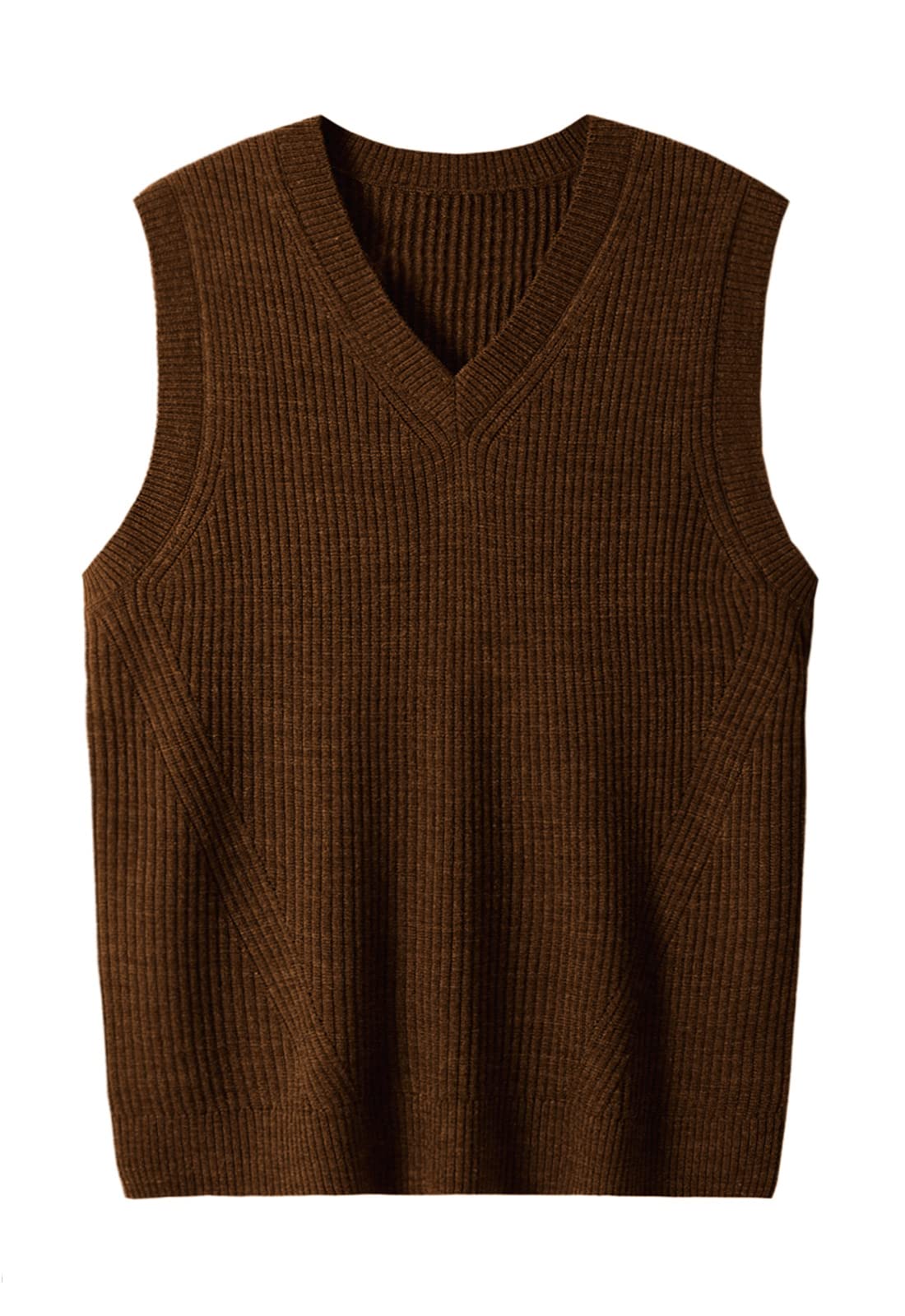 ZHILI Men's Merino Wool Blend V-Neck Sleeveless Pullover Sweater Vest