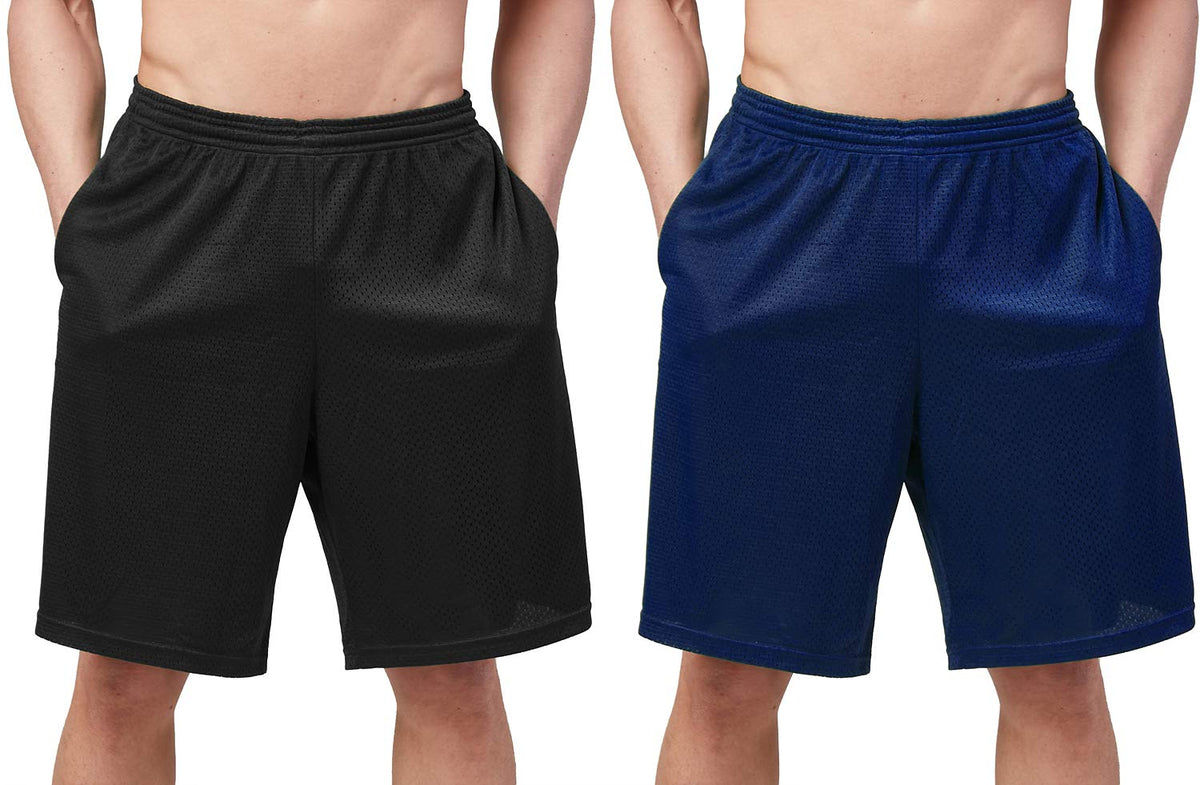 DEVOPS Men's 2-Pack Athletic UPF 50+ Long Sleeves Shirts OR 10" Mesh Shorts