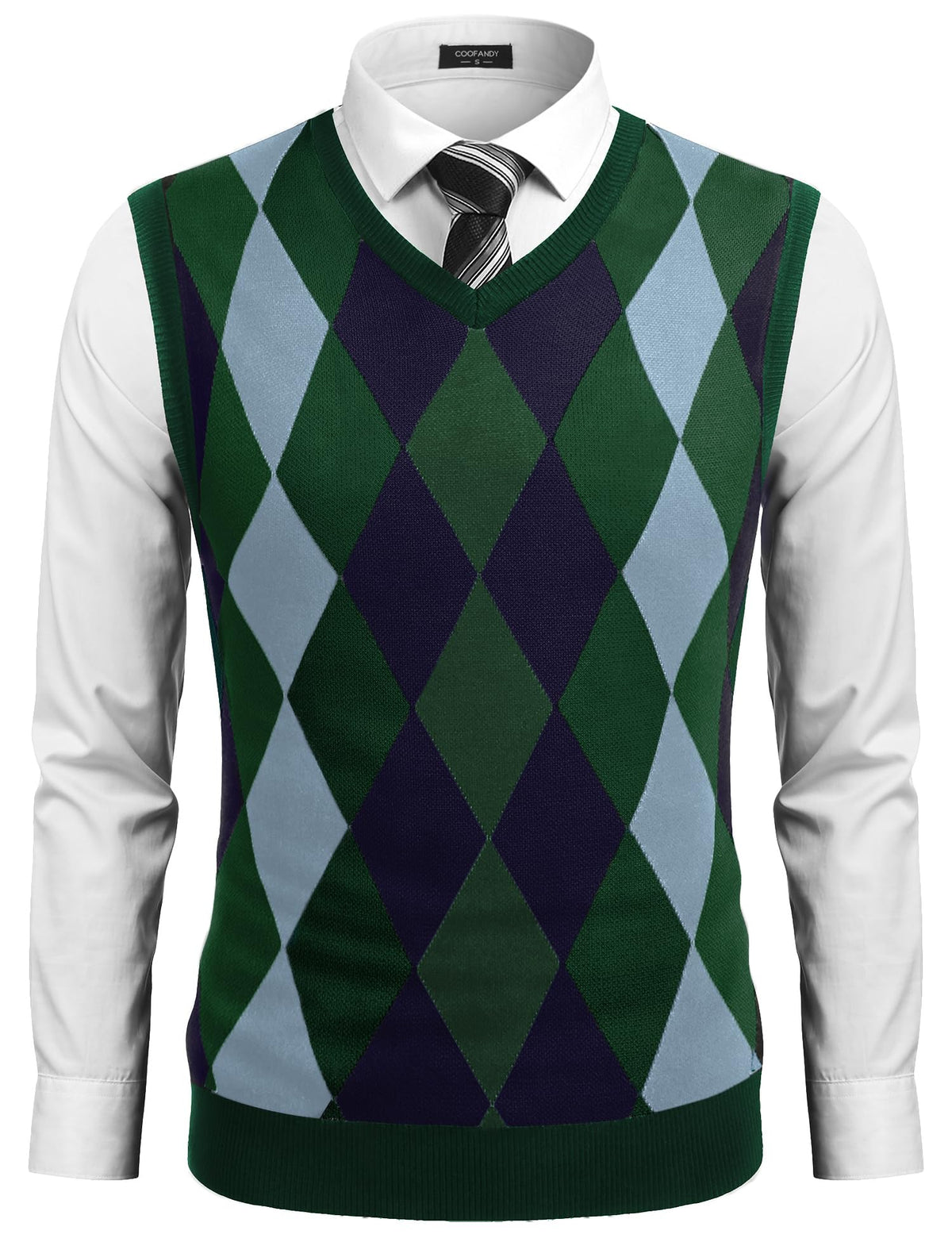 COOFANDY Men's Sleeveless V Neck Pullover Sweater Argyle Knit Vest Sweaters