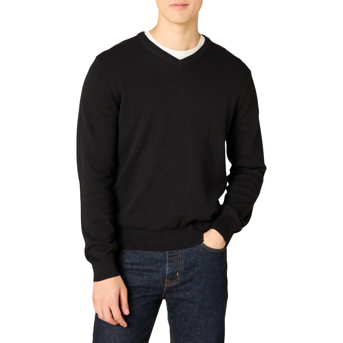 Amazon Essentials Men's Regular Fit Cotton V-Neck Pullover Sweater (Available in Big & Tall)