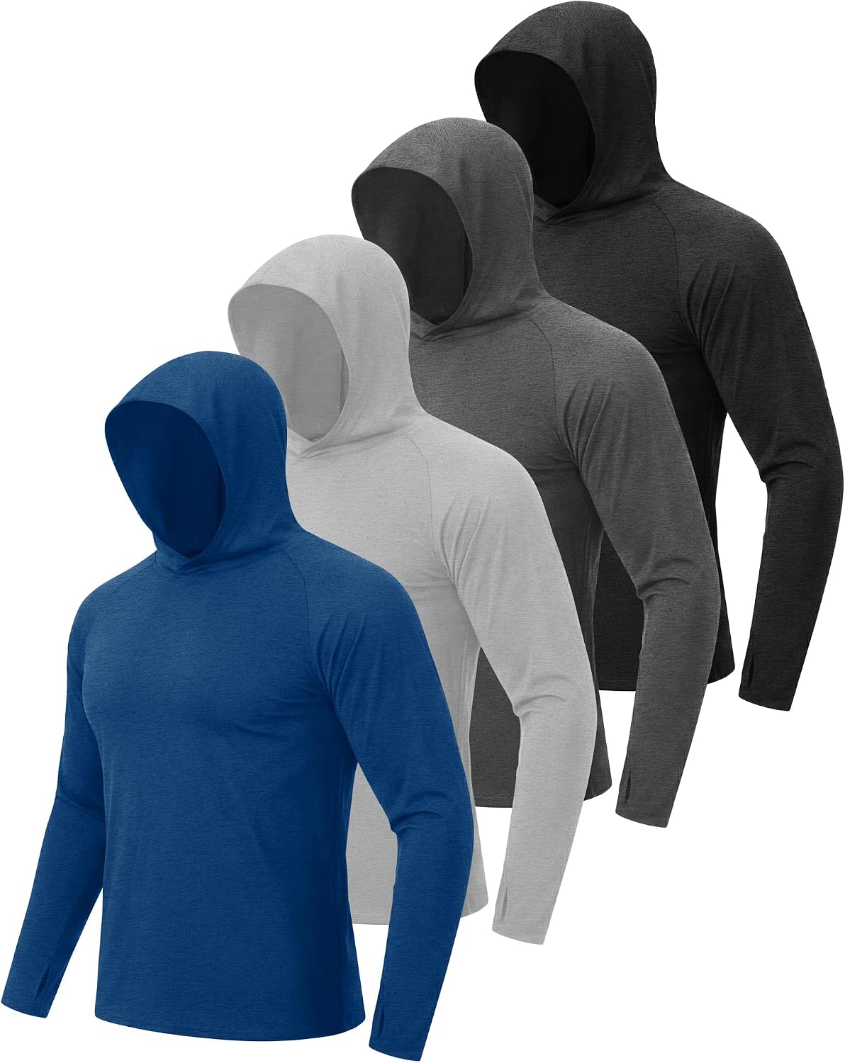 4 Pack Sun Hoodie for Men UV UPF 50+ Lightweight Fishing Shirts Rash Guard
