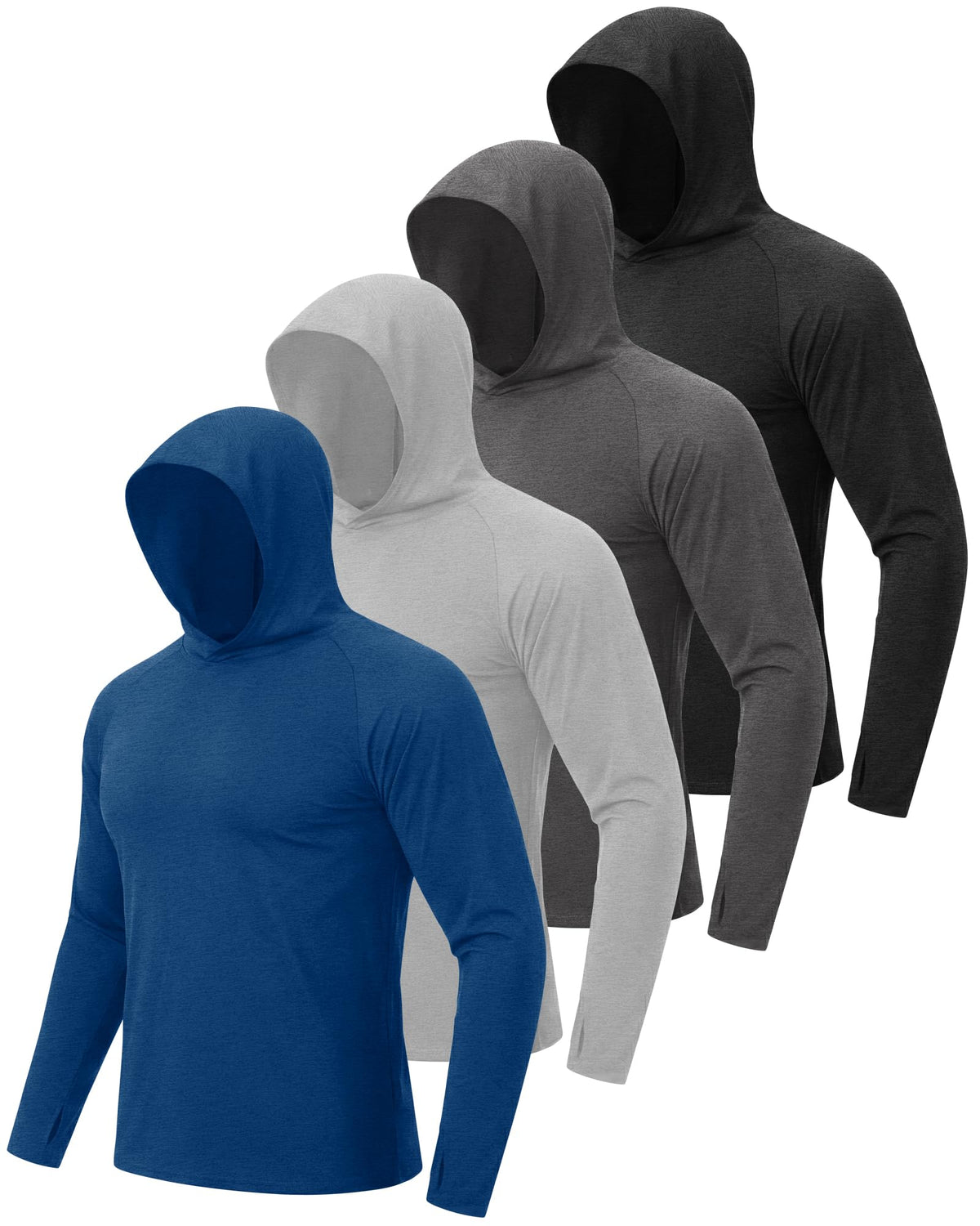 4 Pack Sun Hoodie for Men UV UPF 50+ Lightweight Fishing Shirts Rash Guard
