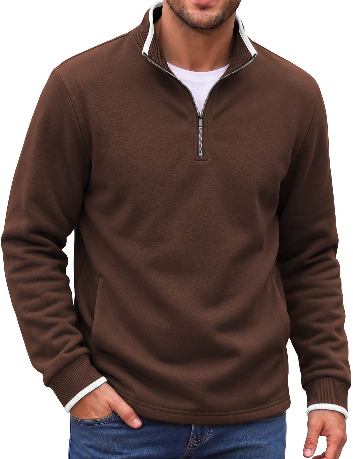 COOFANDY Mens Quarter Zip Pullover Fleece Mock Neck Casual Sweatshirt 2026