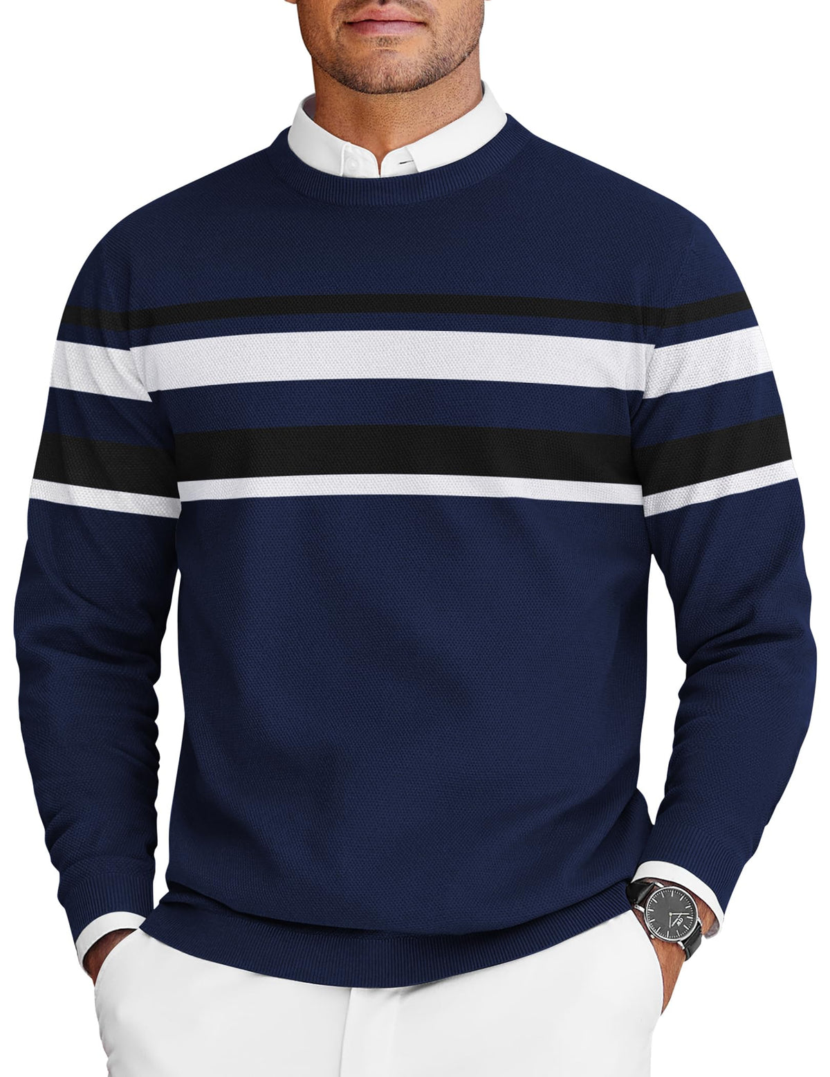 COOFANDY Mens Crew Neck Sweaters Long Sleeve Lightweight Pullover Sweater