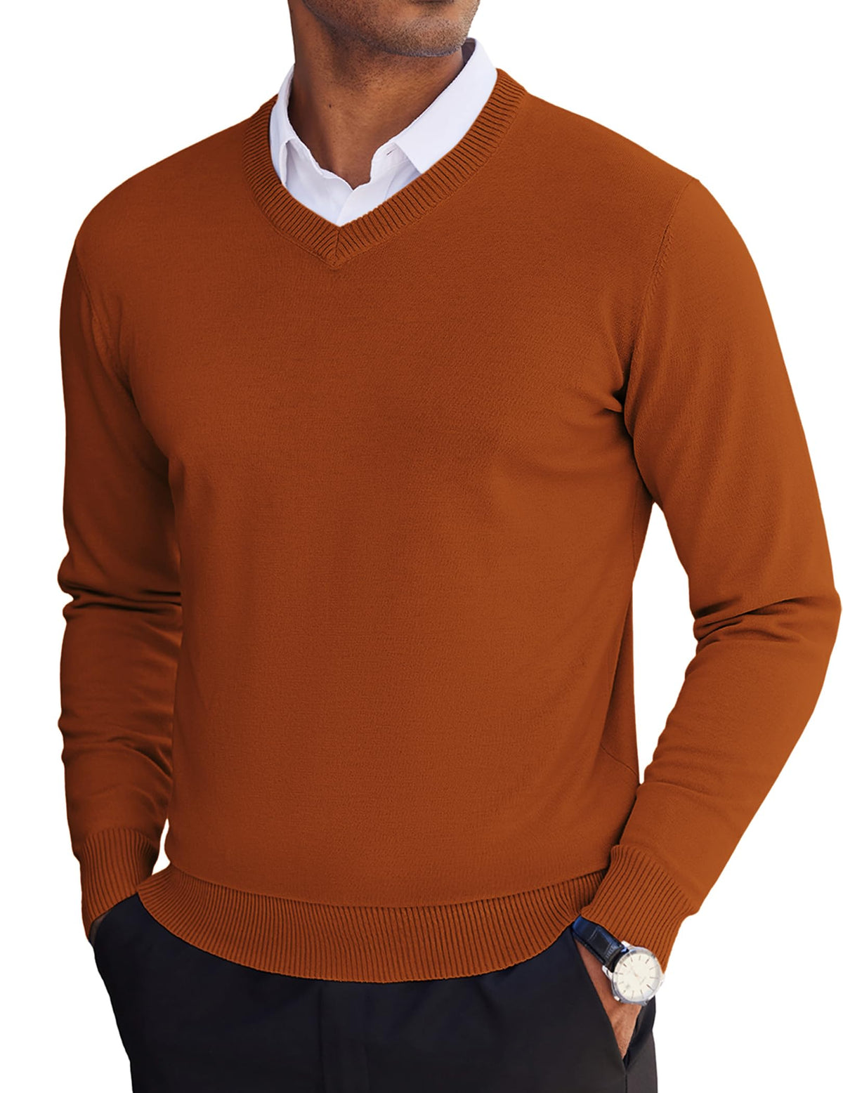 COOFANDY Men's V Neck Sweater Lightweight Knitted Pullover Sweaters