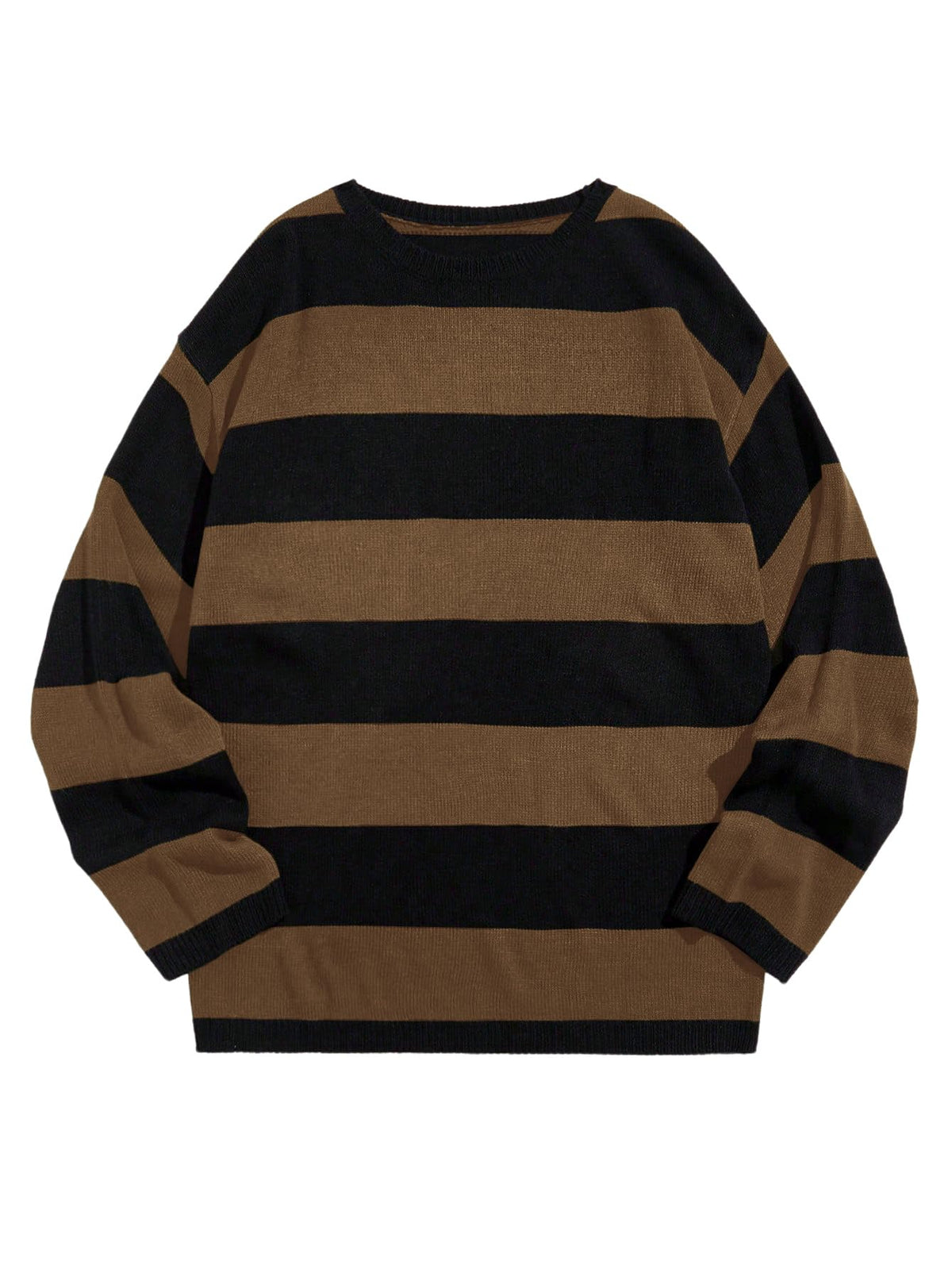 Floerns Men Striped Pullover Sweater Colorblock Crew Neck Knit Casual Tops