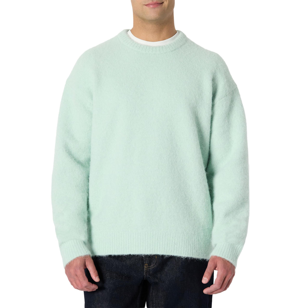 Amazon Essentials Men's Relaxed-Fit Faux Mohair Crewneck Pullover Sweater, Ribbed, Wool Blend, Heavyweight