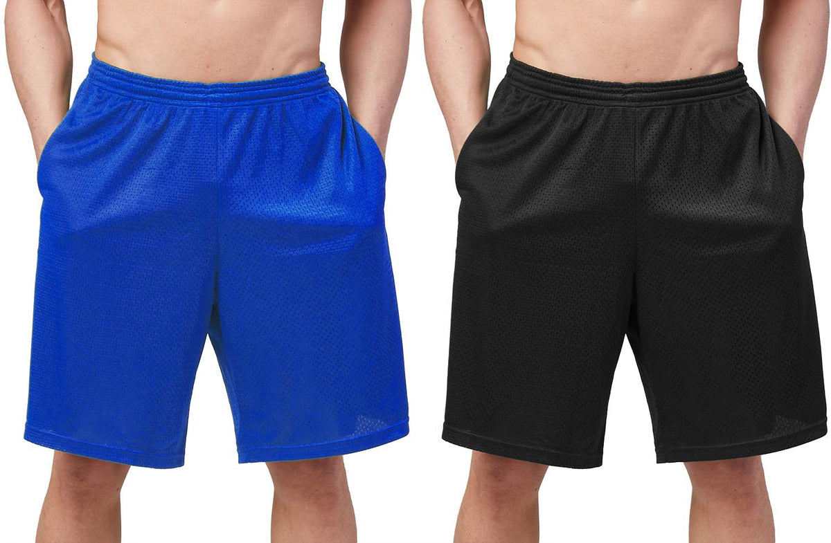 DEVOPS Men's 2-Pack Athletic UPF 50+ Long Sleeves Shirts OR 10" Mesh Shorts