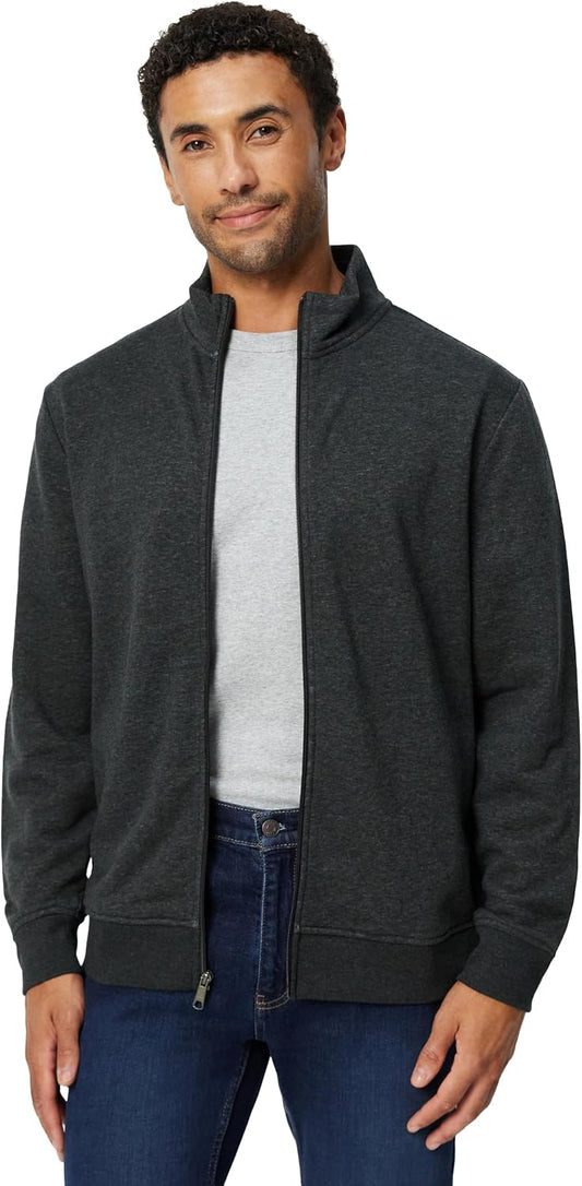 Amazon Essentials Men's Full Zip Mock Neck French Terry Sweatshirt, Lightweight